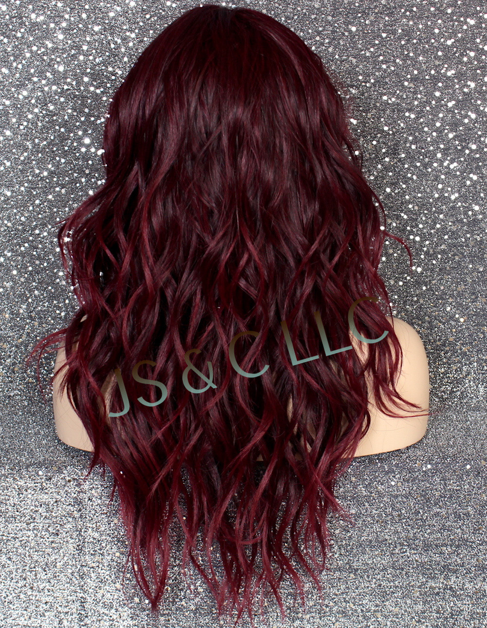 Human Hair Blend Full Lace Front wig Beach Wavy Burgundy Heat OK ORM T1B-425