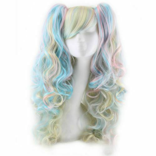 Halloween Lolita Full Curly Wig Pigtails Wavy Hair Cosplay Costume Party