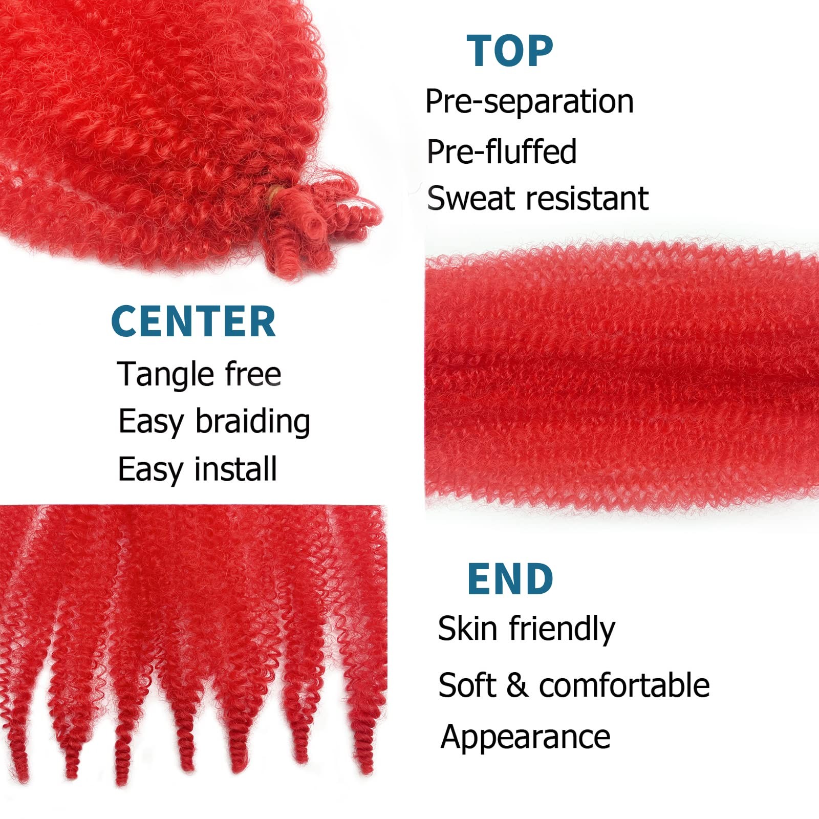 Springy Afro Twist Hair 36″ 8 Packs Red Marley Pre-fluffed Spring Twist
