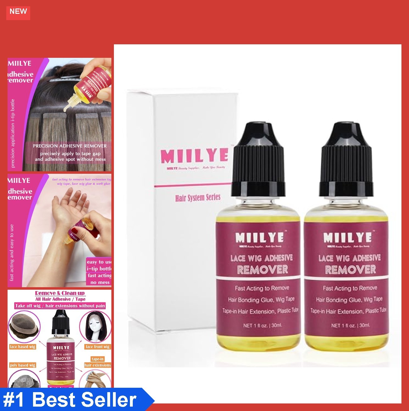 Wig Glue Remover 2 Bottles Lace Adhesive Solvent Tape Hair Extensions Remover