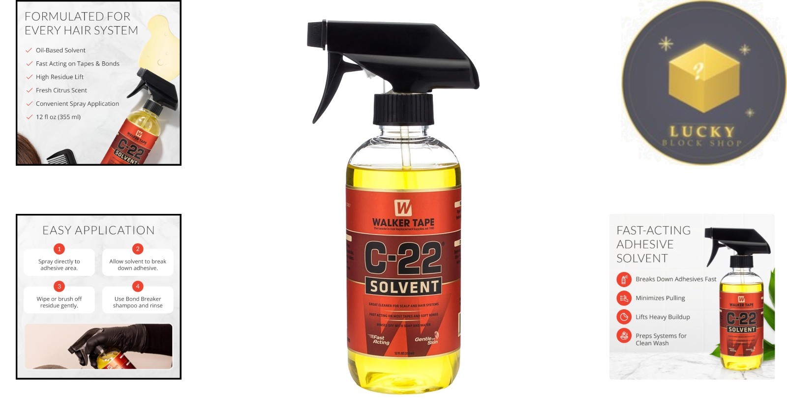 C-22 Bond Remover Spray – Fast-Acting & Gentle for Wigs & Hairpieces, 355ml