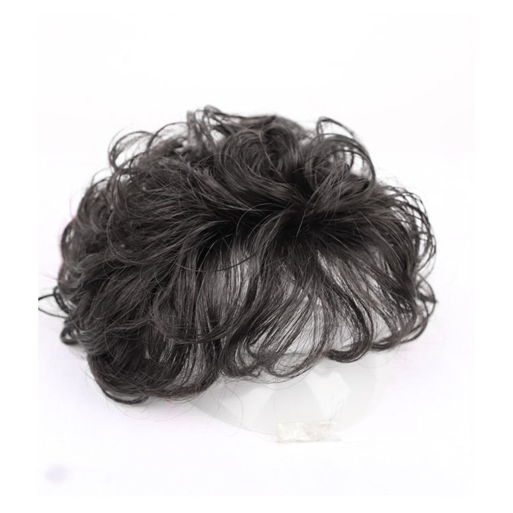 100% Human Hair Toupee Curly Topper Clip Bob Hairpiece Top Wigs for Men Women