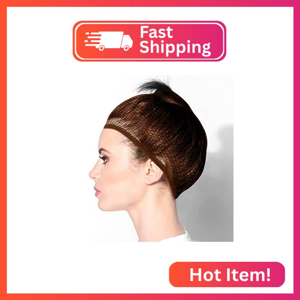 Janinka 4 Pcs Equestrian Hair Net for Women No Knot Hairnets Brown and Black Wea