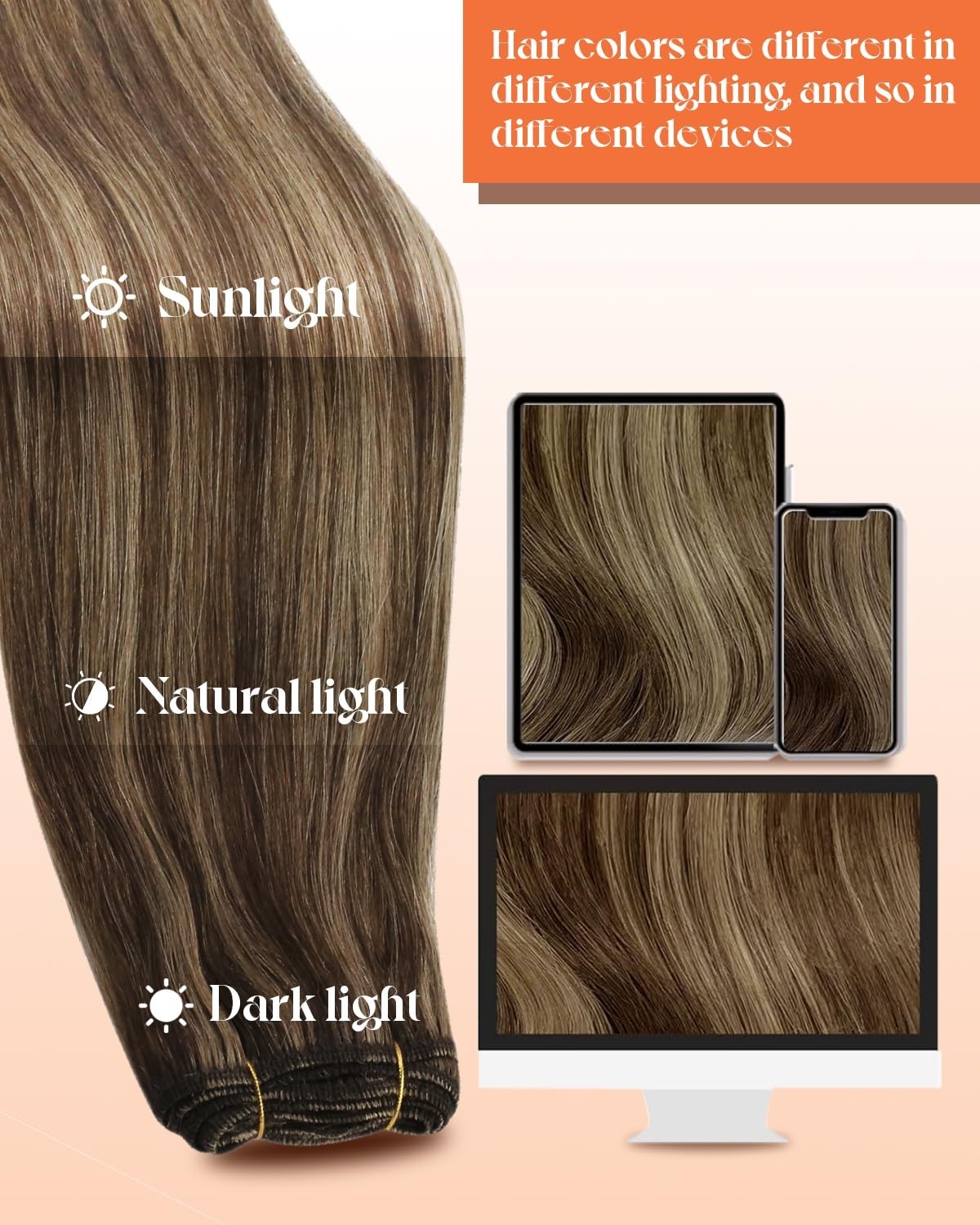 Sunny Hair 18inch Weft Hair Extensions Human Hair Brown Sew in Hair Extension…