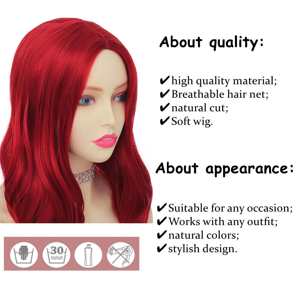 Earin 22″ Long Red Wavy Wig Center Part party girl cosplay celebrity actress