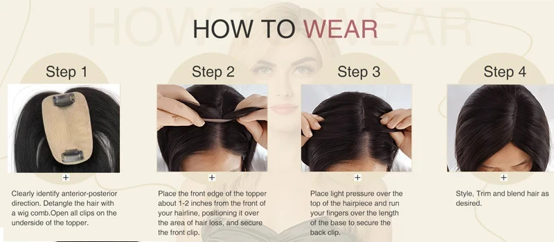 100% human hair Topper 16x18cm Remy Hair Silk Top Hand Tied Hair ready to wear