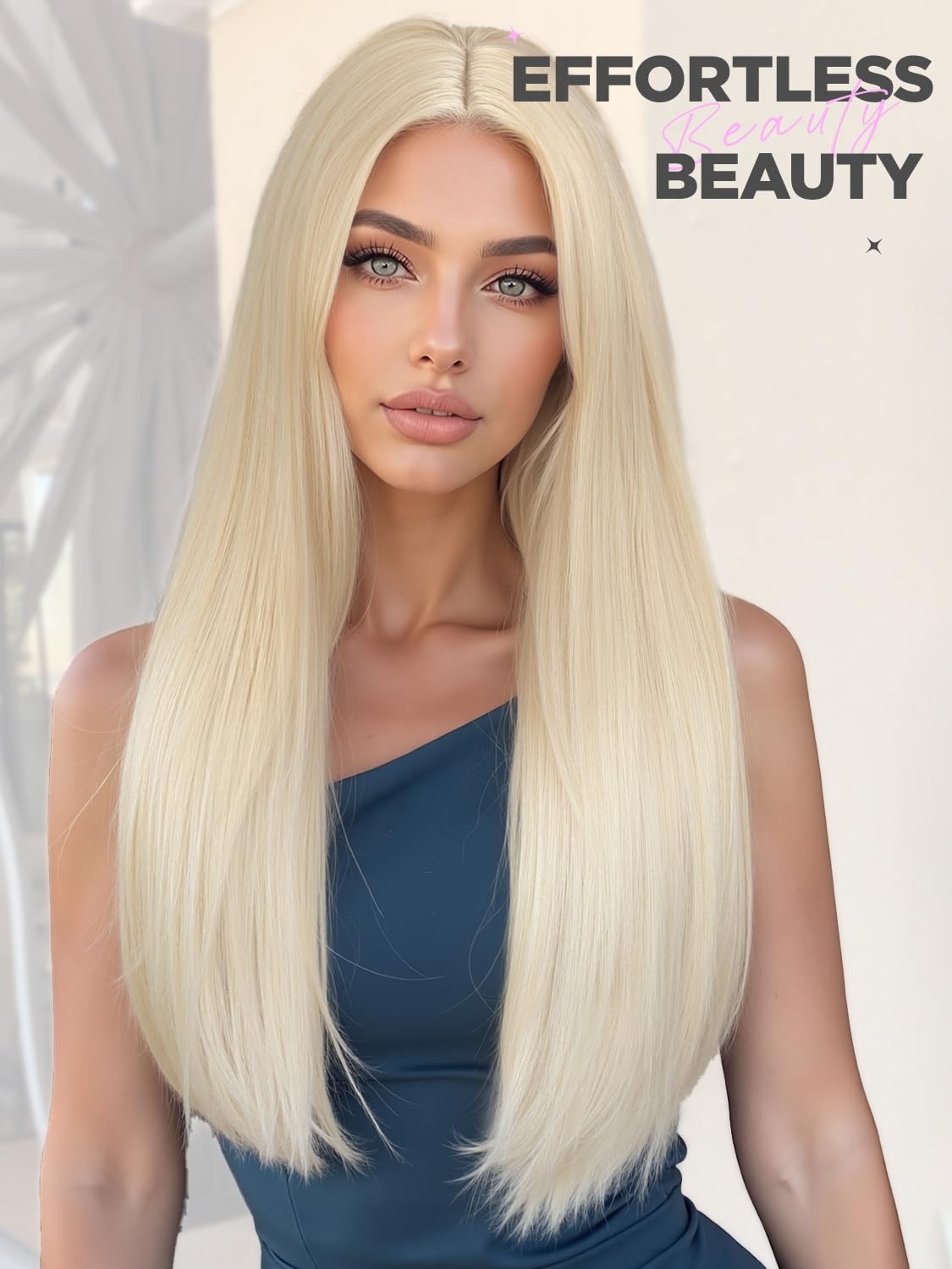 WIGRE 26 Inches Long Straight Wig Middle Part Blonde Wigs for Women Daily Use…