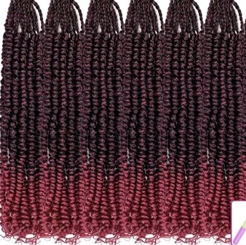 Passion Twist Hair Burgundy 18″ – 8 Pack High Quality Synthetic Bohemian Hair