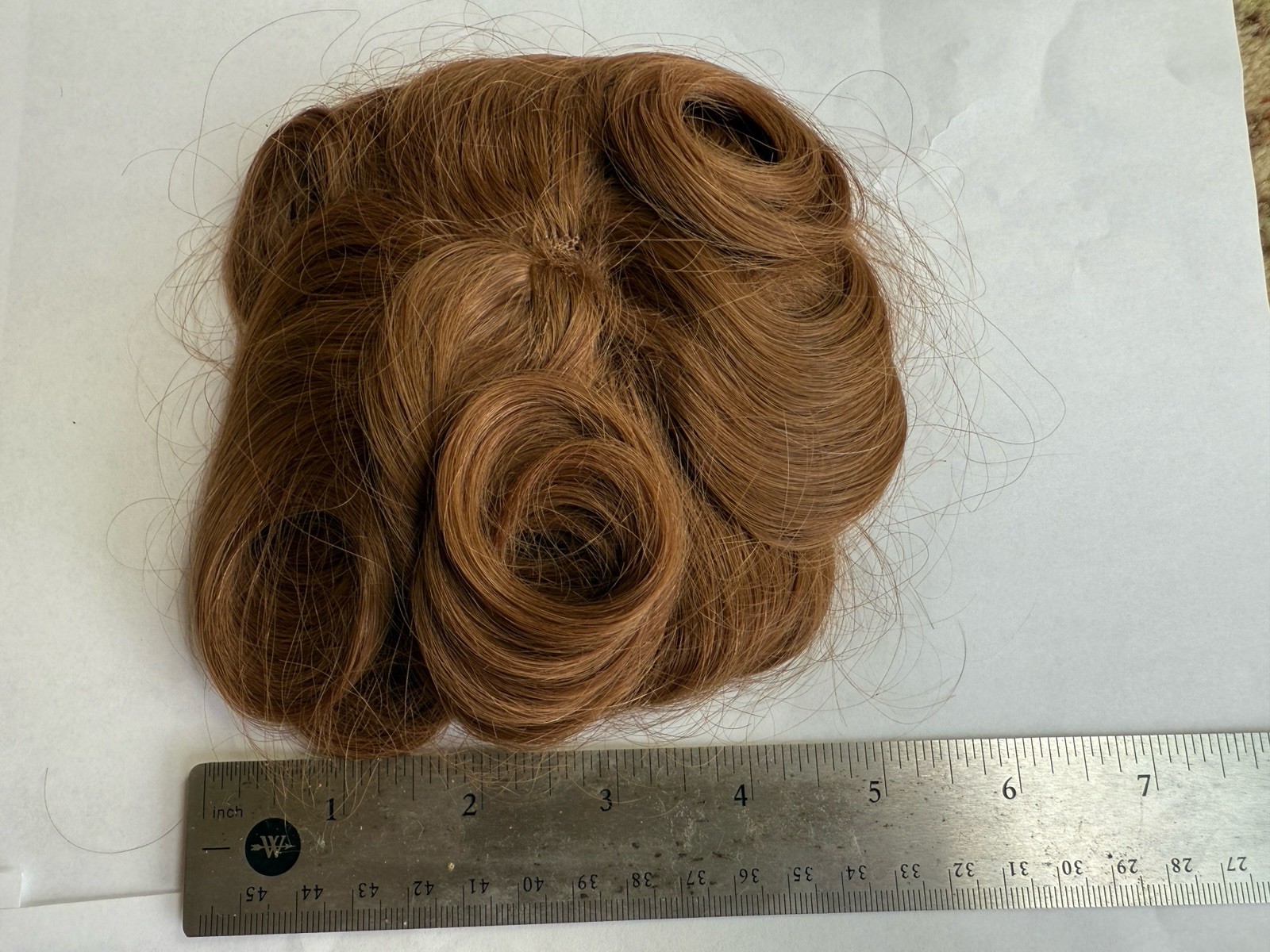 100% Human Hair Wiglet Light Brown 10 Messy Curly Swirls Clip Back Extension New
