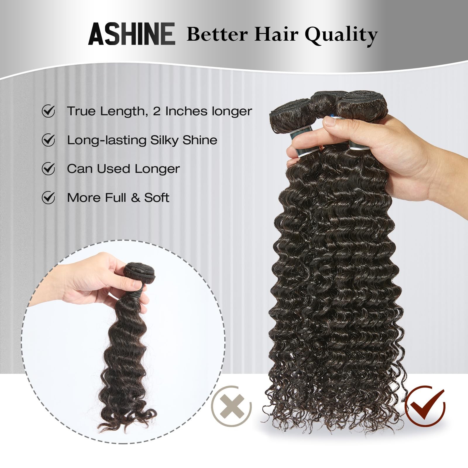 Ashine Human Hair Bundle Deep Curly Water Wave Unprocessed Cambodian Raw Hair