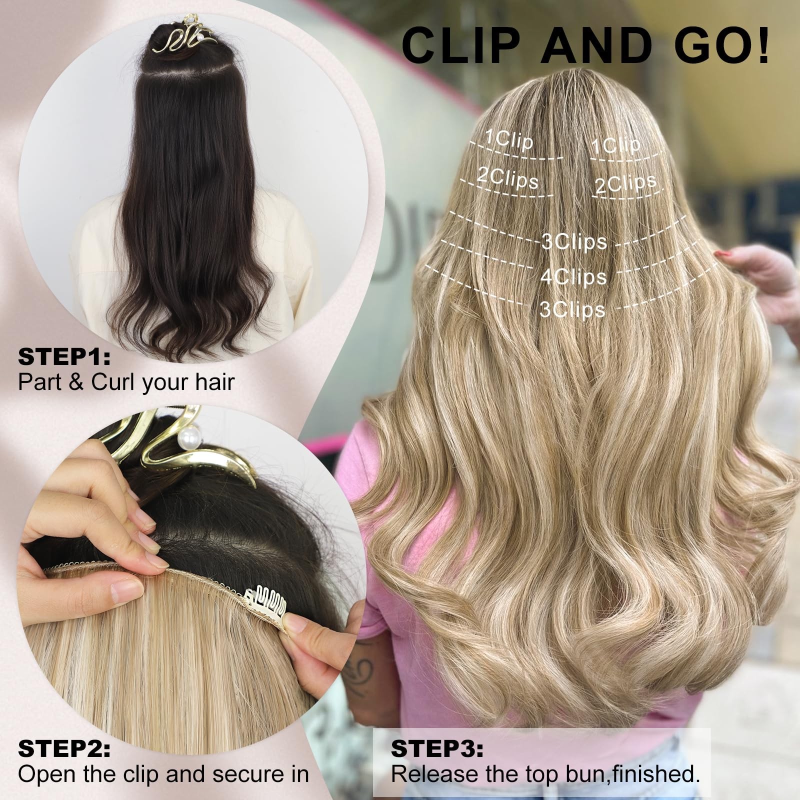 Clip in Hair Extensions – Thick Long Straight Layered Hair Extensions, Dirty …