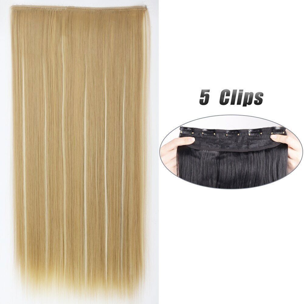 Synthetic 5Clip In Hair Extensions Long Straight Hairstyle 80CM Natural FakeHair