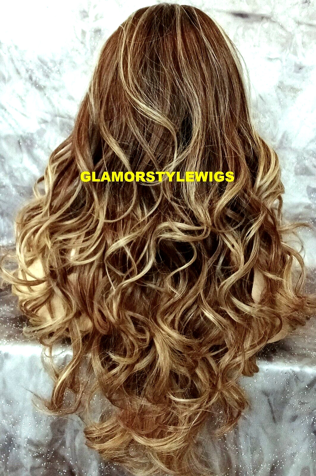 FREE PART LACE FRONT FULL WIG LONG WAVY LAYERED OMBRE BROWN GOLDEN BLONDE MIX NW