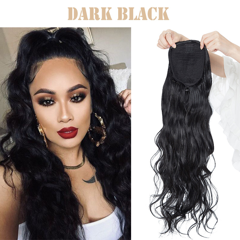 US Extra Wavy Drawstring Pony Tail Clip in Hair Extensions Wrap Around Ponytail