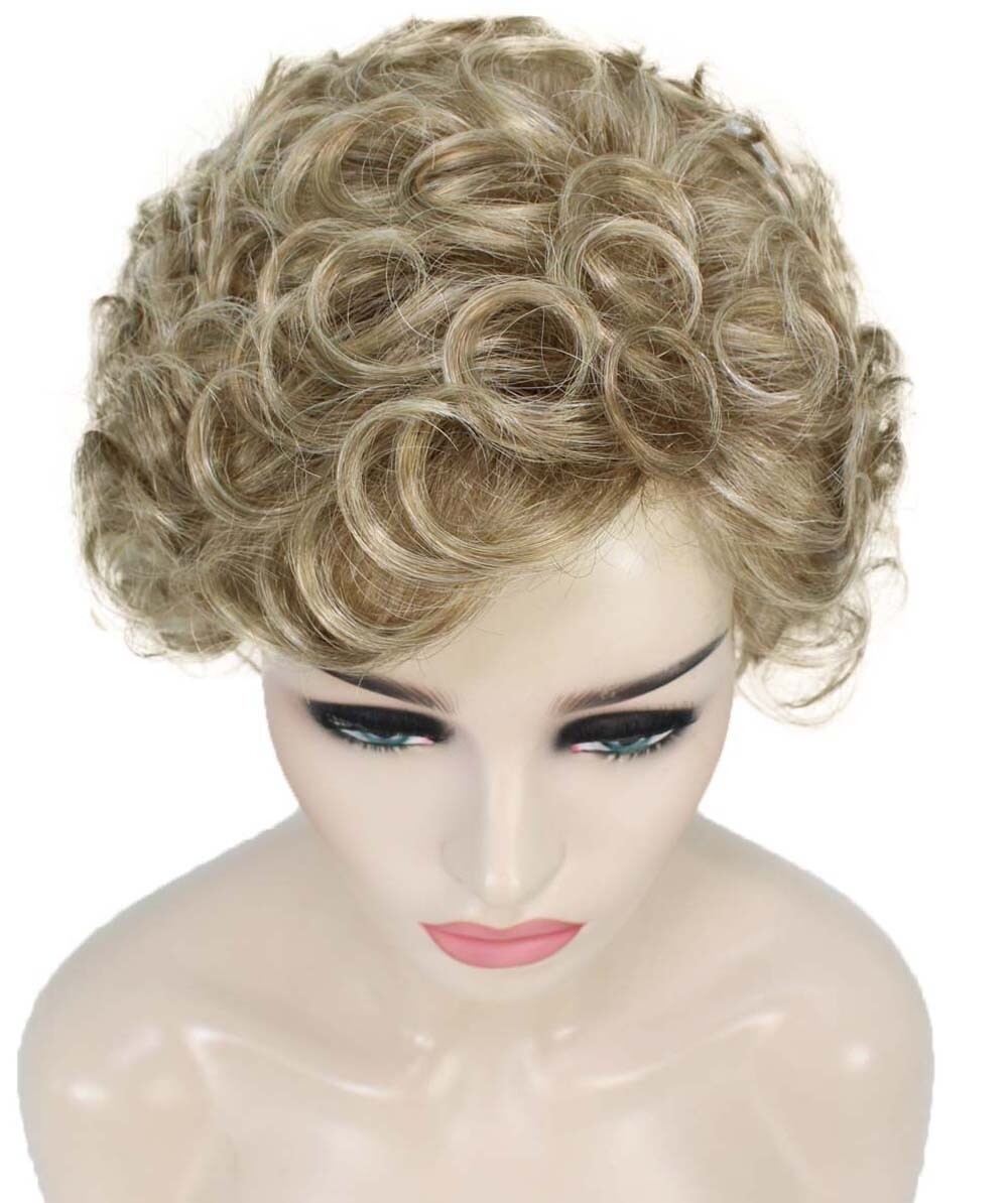 Monroe – Curly Kanekalon Synthetic Fiber Full Wig, 4 – 4.5 in, Ash Blonde