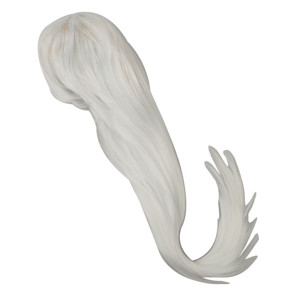 White Straight Sleek Long Full Hair Wigs Side Bangs Cosplay Costume Party 31.5in