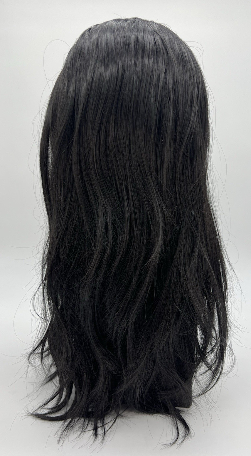 Natural Black Long Wavy Hair with Curtain Bangs 22in Premium Wig