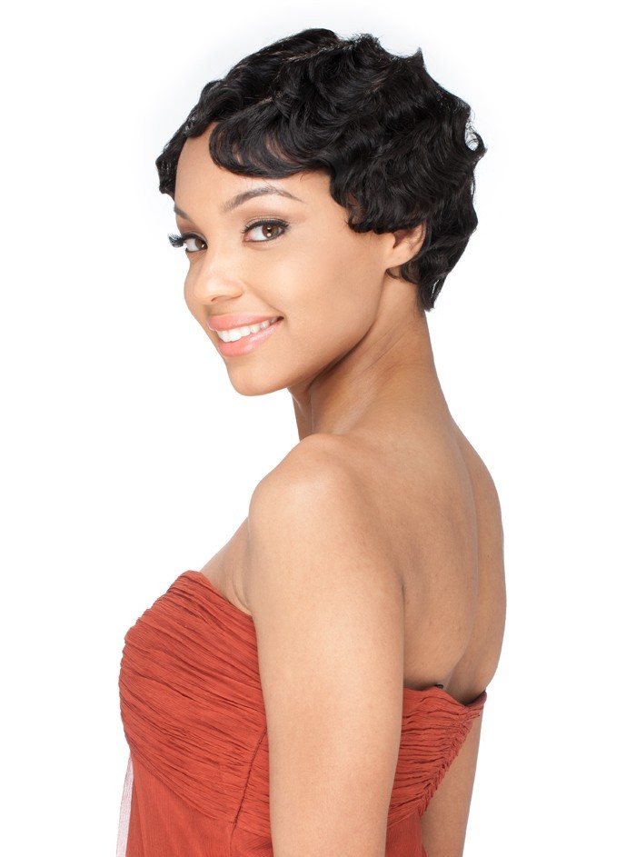 MADAME by Sensual Short Finger Wave Synthetic Full Wig Mommy Wig Style