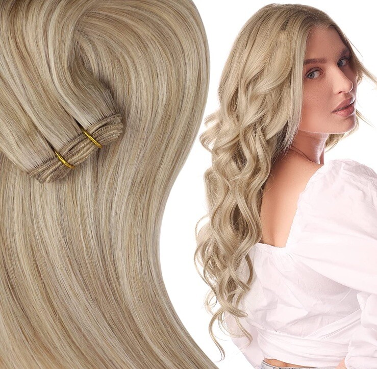 Full Shine 14″ Clip In Hair Extensions Remy Human Hair Balayage 7 Pieces 16P22