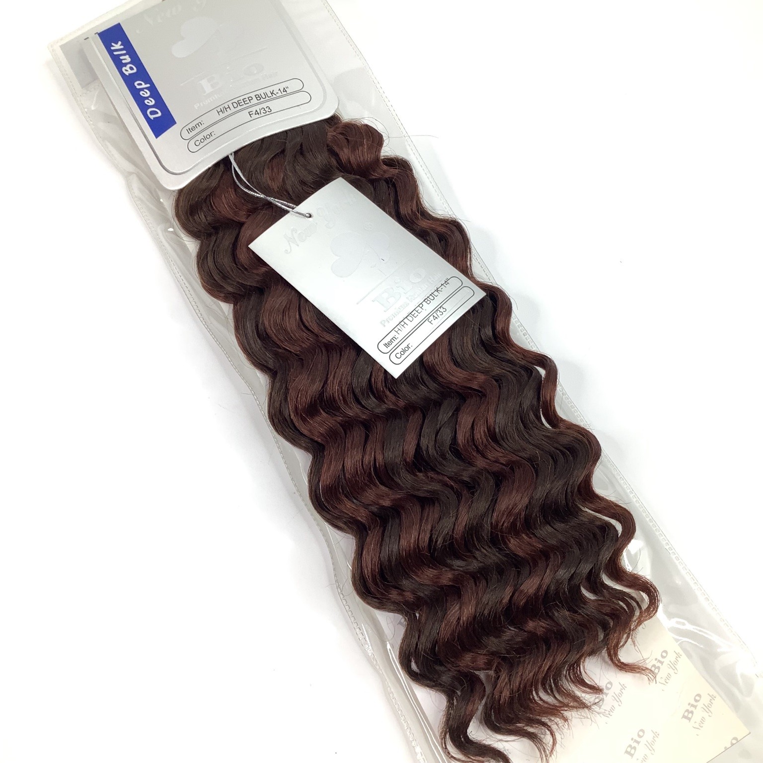 New York Bio H/H Deep Bulk Hair Extensions 14″ Color F4/33 Premium Human