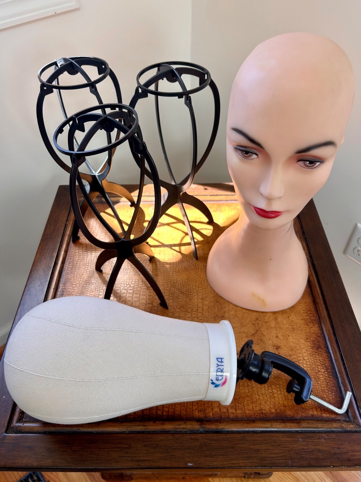 Set of 5 Wig Stands – Wig Stand Bundle – Mannequin, Canvas, Collapsible – Good