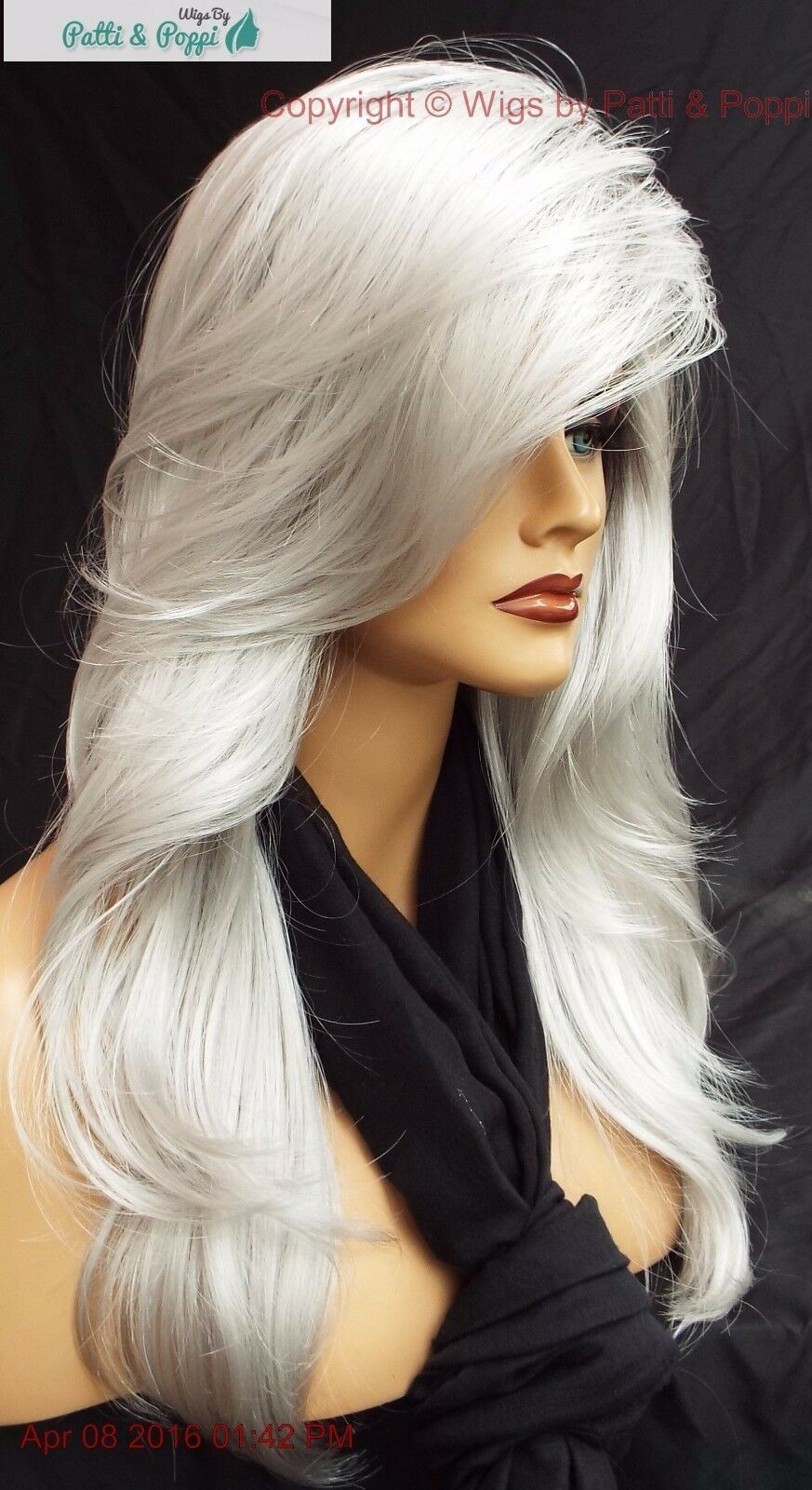 “ANGELICA” DESIGNER WIG ☆ #60 WHITE ROOTED ILLUMINA R LONG FLOWING WAVES SEXY