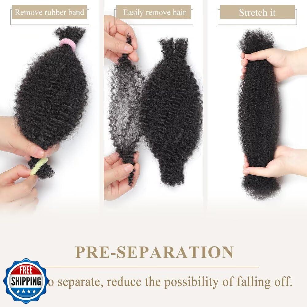 Spring Twist Hair Afro Kinkys Bulk Human Hair Bundles 18 Inch Pre