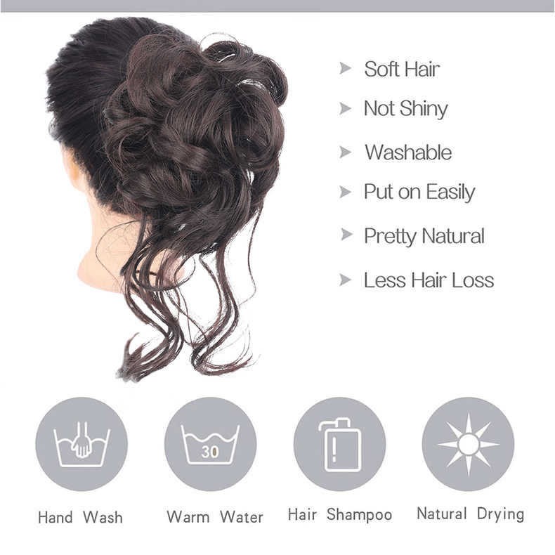 Large Messy Bun Hair Pieces for Women Wavy Curly Fake Hair Bun Extensions Access