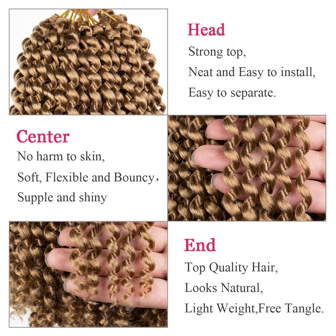 Leeven 12″ Blonde Short Water Wave Passion Twist Crochet Braiding Hair 7 Packs