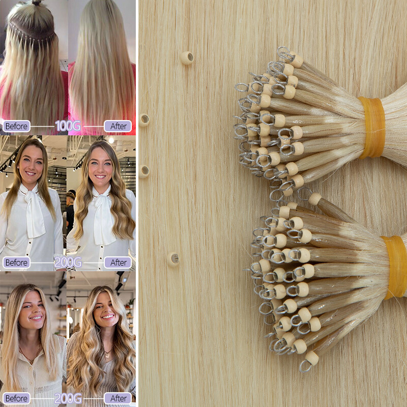 Nano Ring Micro Loop Beads Real Remy Human Hair Extensions Thick Russian 1g/s