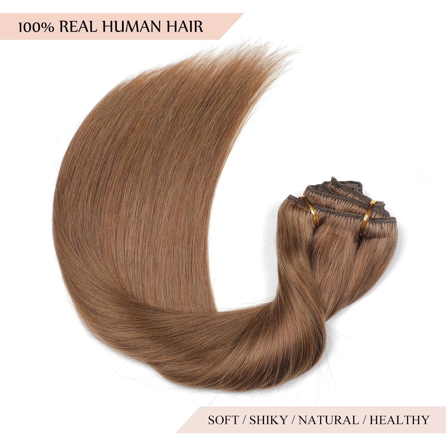 Sisily Clip In Hair Extensions Real Human Hair 14 Inch 130G Medium Light Brown