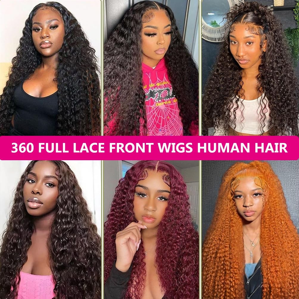 Gurxen 360 Lace Front Wigs Human Hair Hidden Strap Deep Wave Lace Frontal Wig