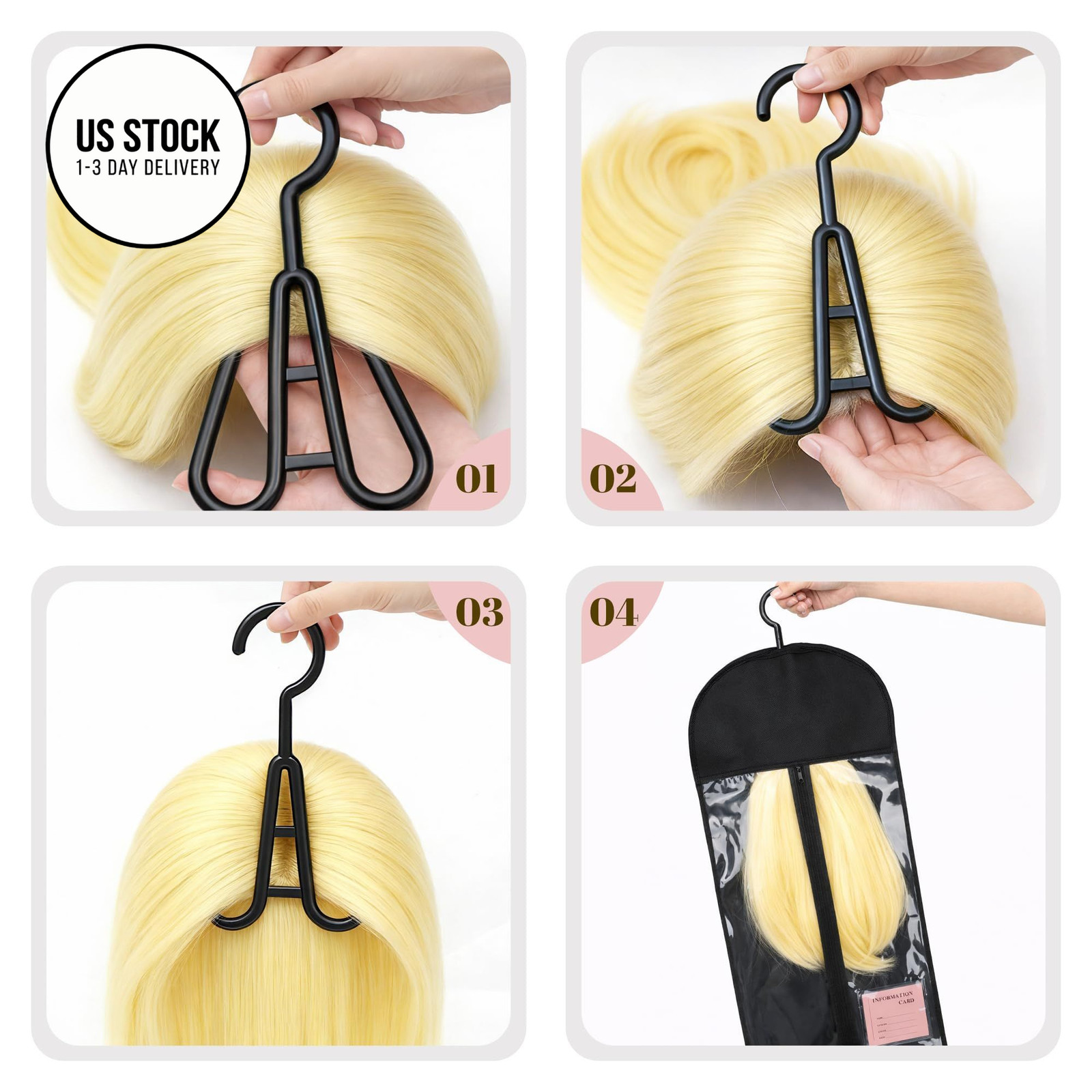 tbotfd 6PCS Anti-Static Wig Storage & Care, Holder 6pcs23.5inch, Black