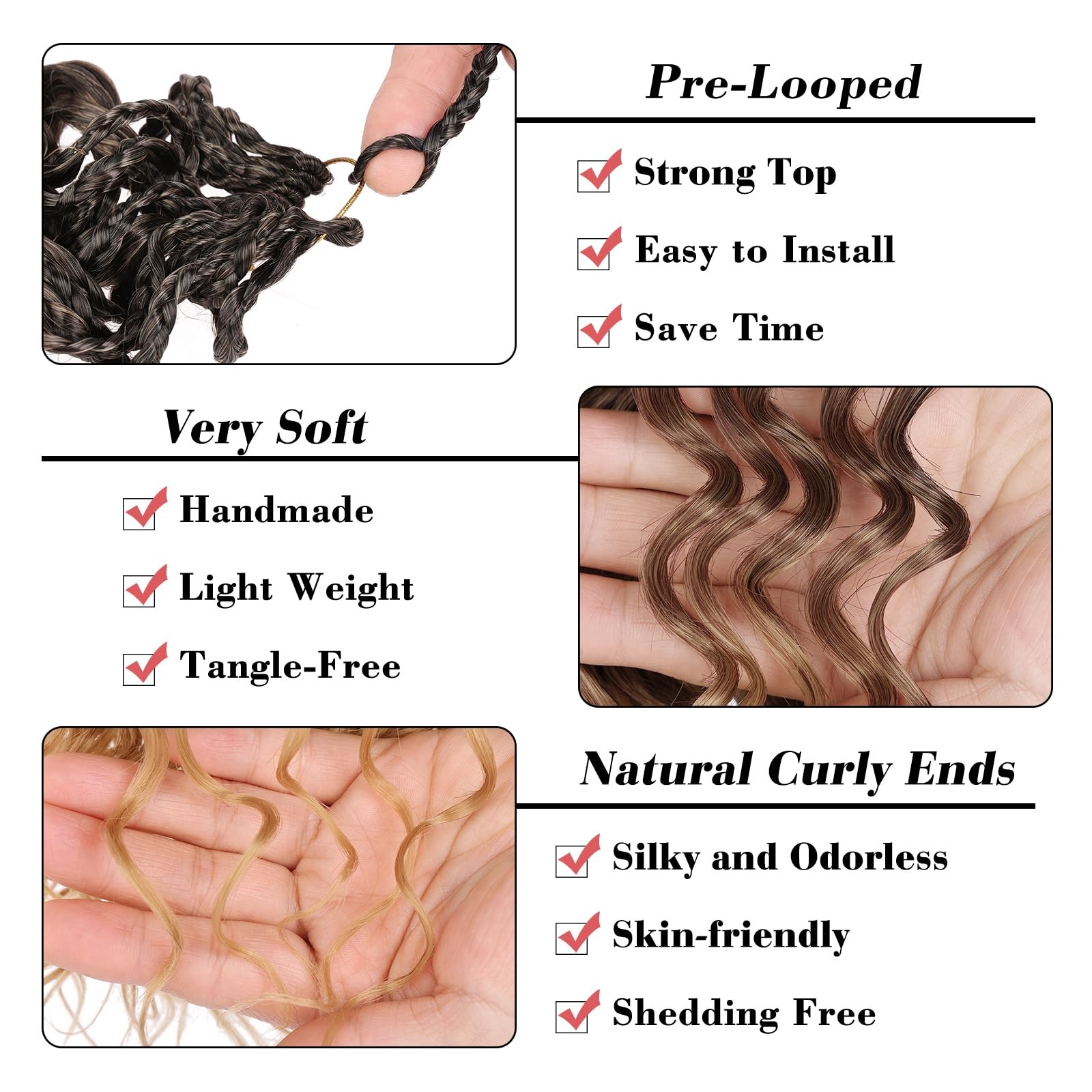 Gogo Curl Crochet Hair 14 Inch 8 Packs Ombre Brown to Honey Blonde Ocean Wave…