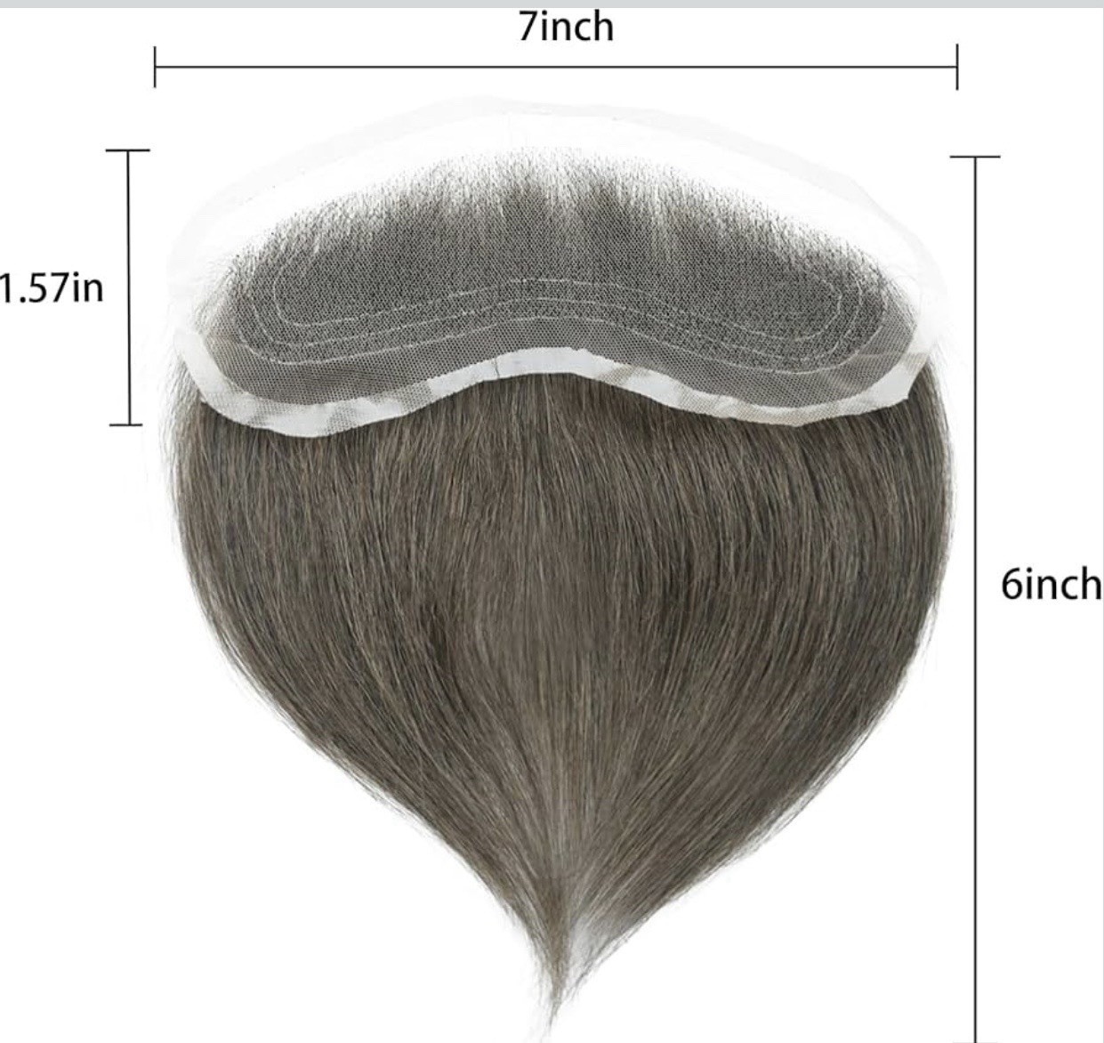 #4 Frontal Hairpiece for Men, Mono Mesh Hand Made Human Hair 1.57″x7″, 6″