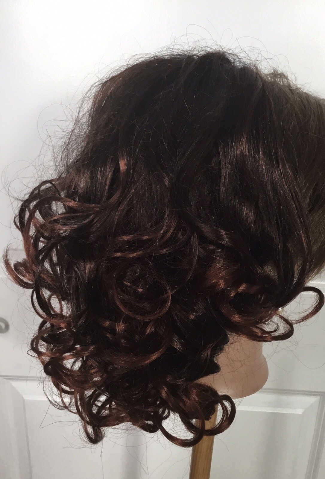 New! ISIS Collection Wrap-N-Tie Hairpiece Soft Curls Dark Brown /Red (6-ISS) NWT