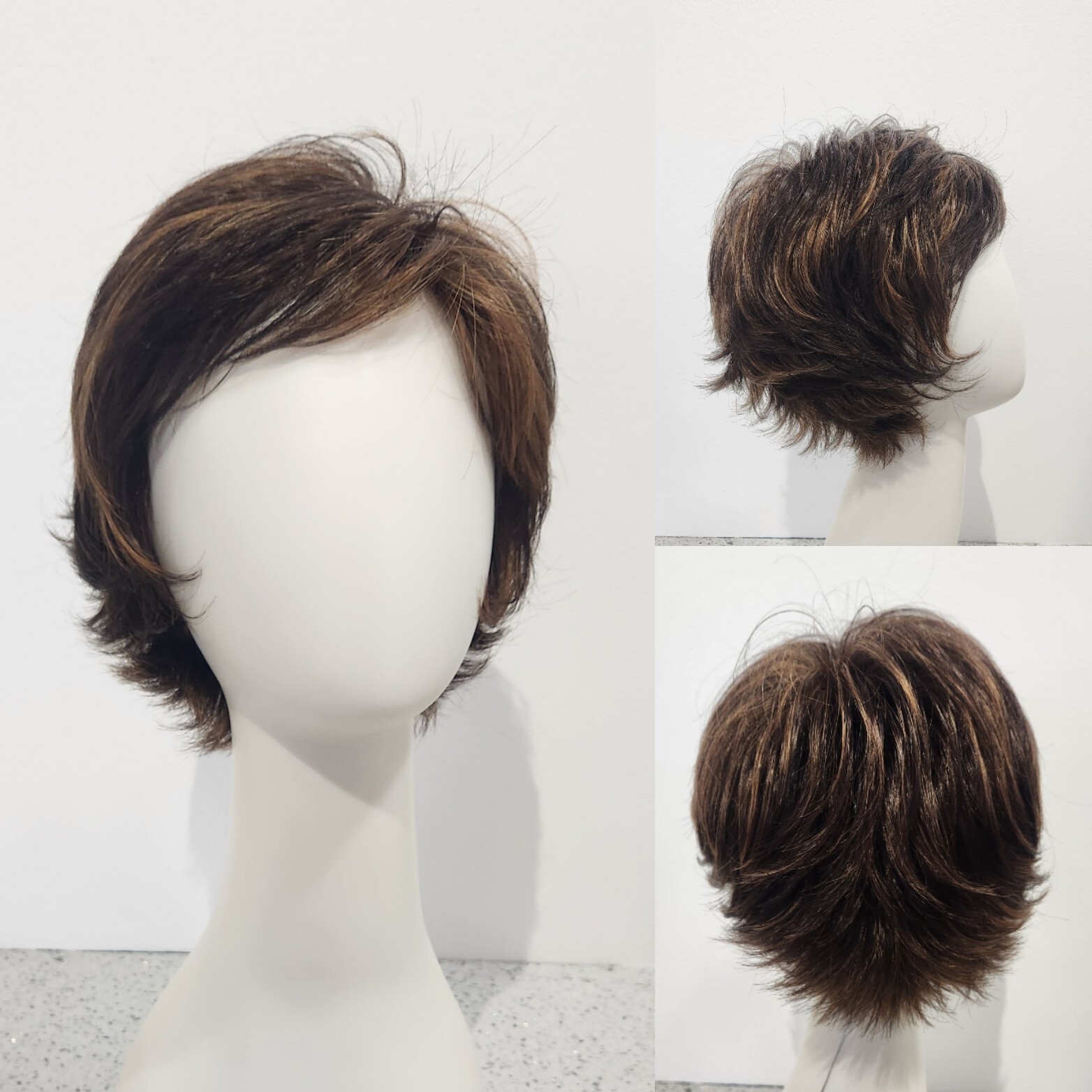 Heidi by ESTETICA Designs Short Layered Wig R6/28F Chestnut Brown w/ Red Frost