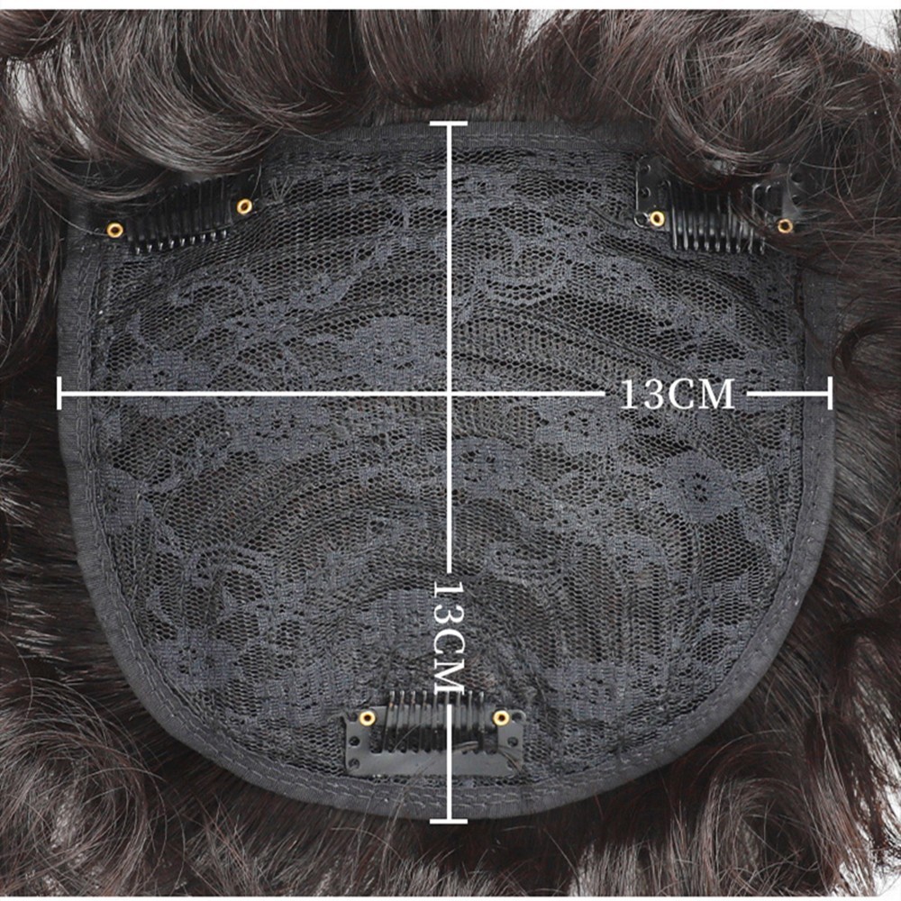100% Human Hair Toupee Curly Topper Clip Bob Hairpiece Top Wigs for Men Women