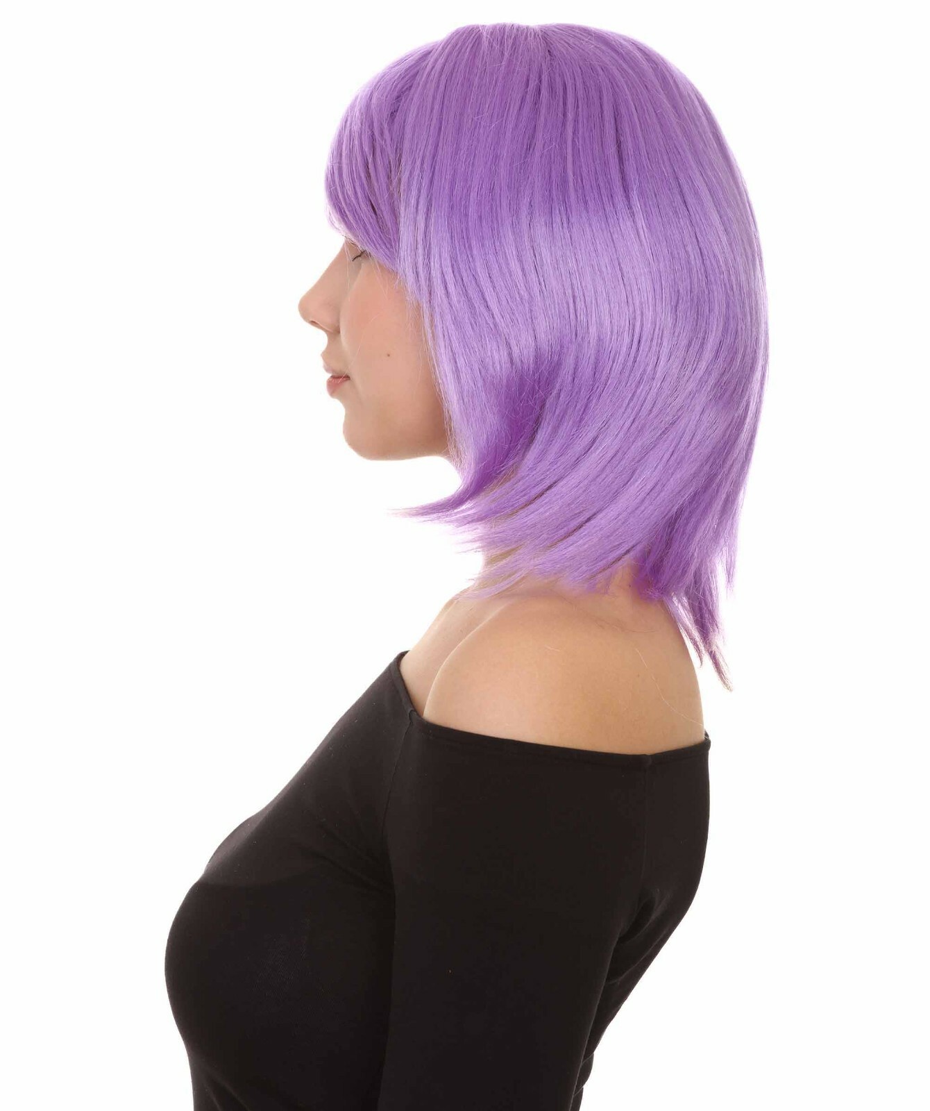 Shoulder Length Bob with Side Bangs Party Wig ,Premium Breathable Capless Cap.