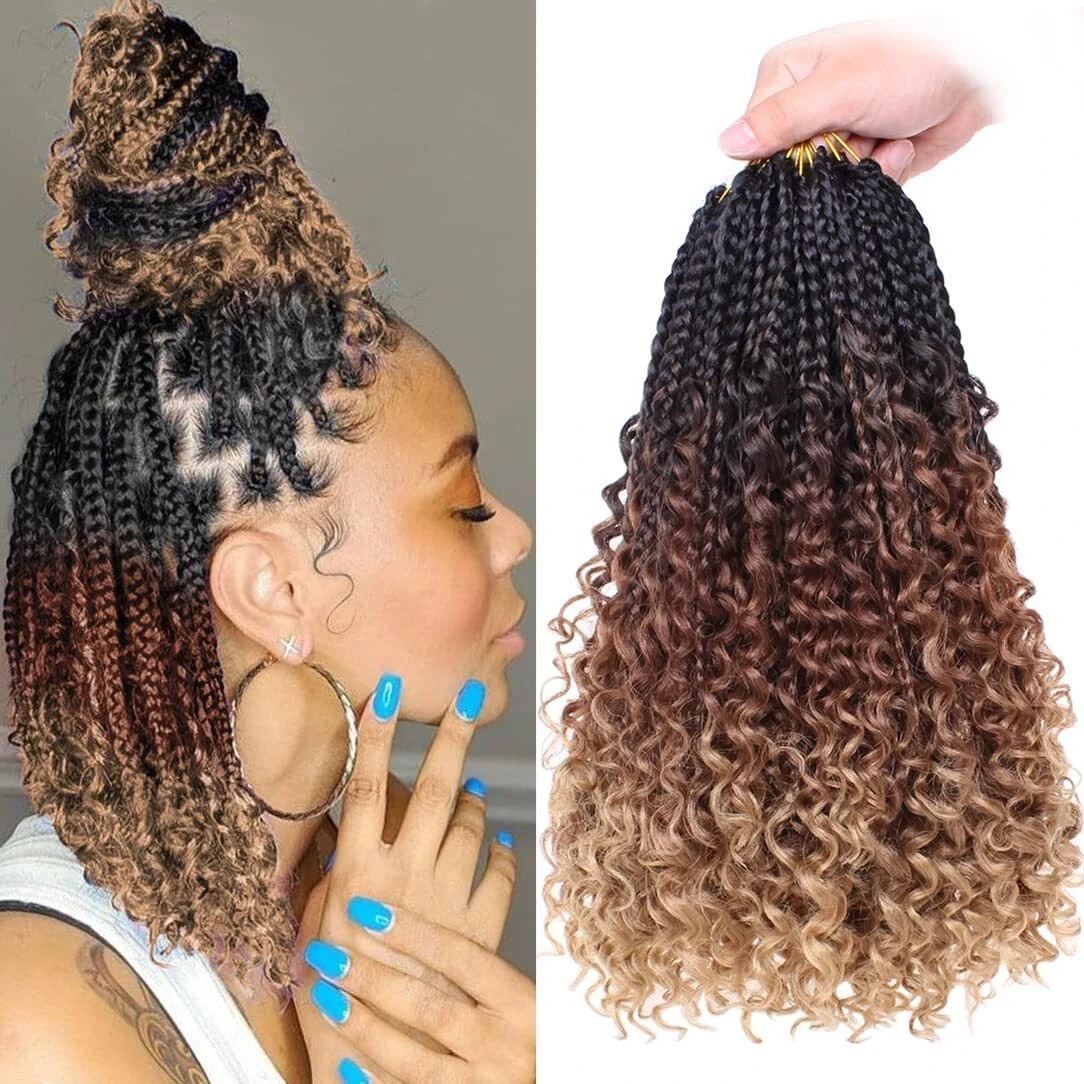 Goddess Box Braids Crochet Hair 14 Inch Boho Box Braids 8 Packs Crochet