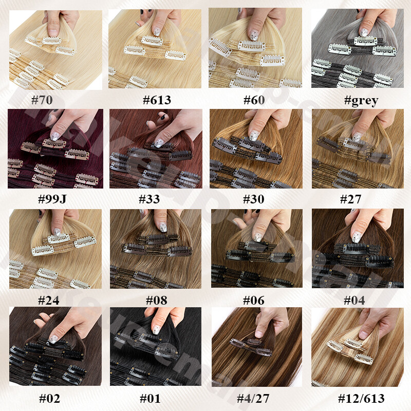 Double Weft Thick Clip in Real Human Remy Hair Extensions Balayage Full Head