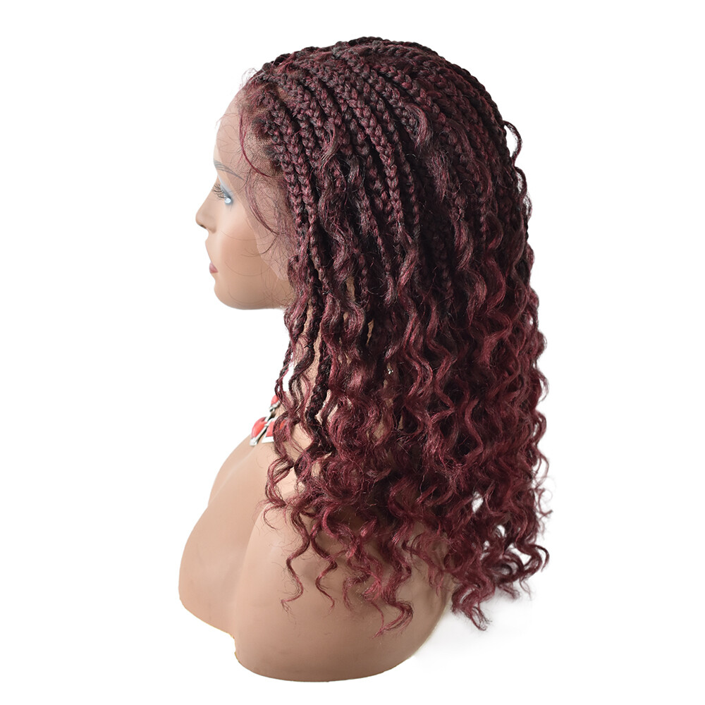Lace Front Cornrow Hand Braided Lightweight Glueless Women Wig Synthetic Wavy US