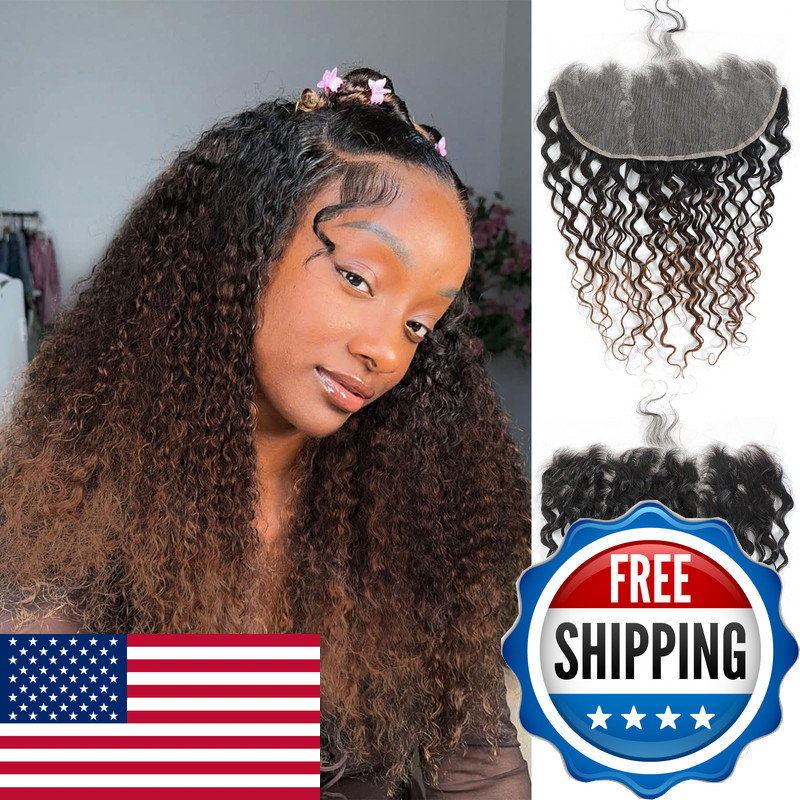 Dsekcain T1B/2/30 Ombre 13X6 Water Wave Lace Frontal 100 Real Human Hair 16