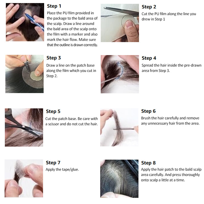100% Human Hair Patch, Full Thin Skin Base Cover-up One Pieces for Hair Loss