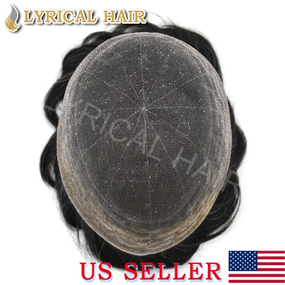 Lyrical Hair Full French Lace Men Toupee Natural Human Hair Piece System Wigs