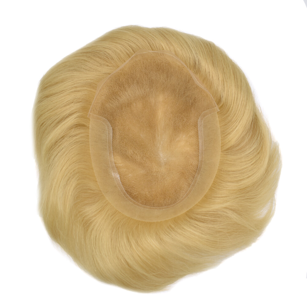 Mens Toupee Hairpiece French Lace Front Hair Replacement System for Men Wig