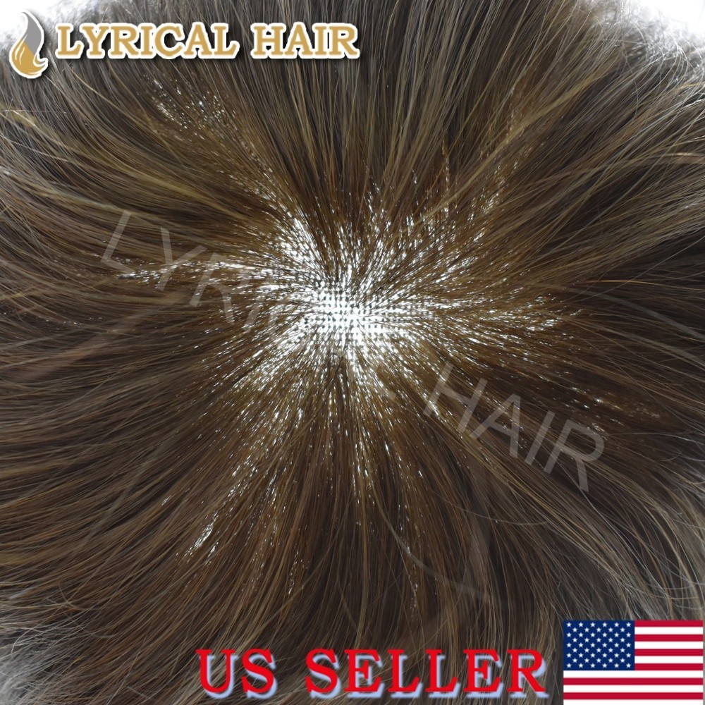 French Lace Front Mens Toupee Human Hair Natural Light Hair System Unit For Men