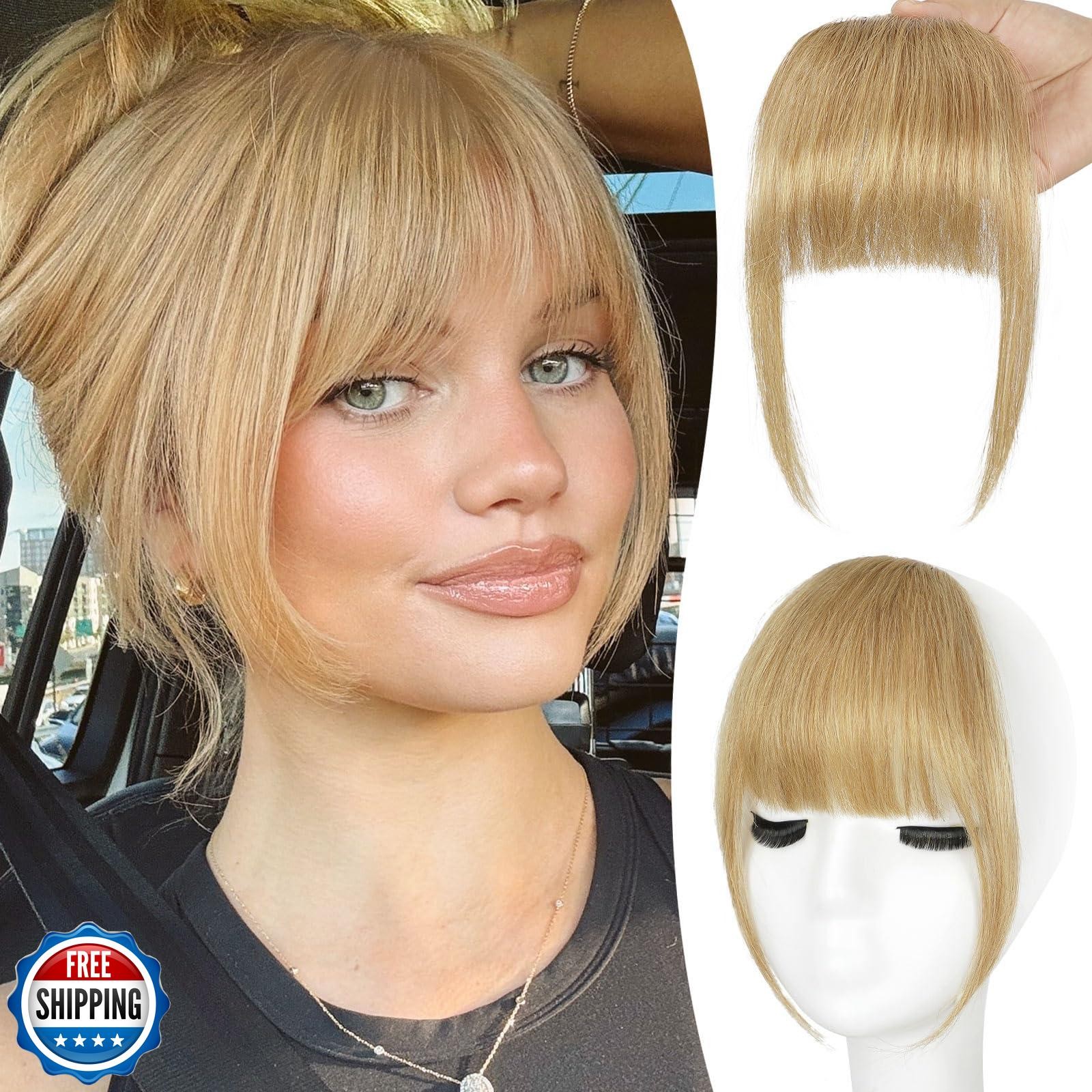 YOLIN Clip in Bangs, 100% Human Hair Bangs with Temples Bangs Hairpieces for