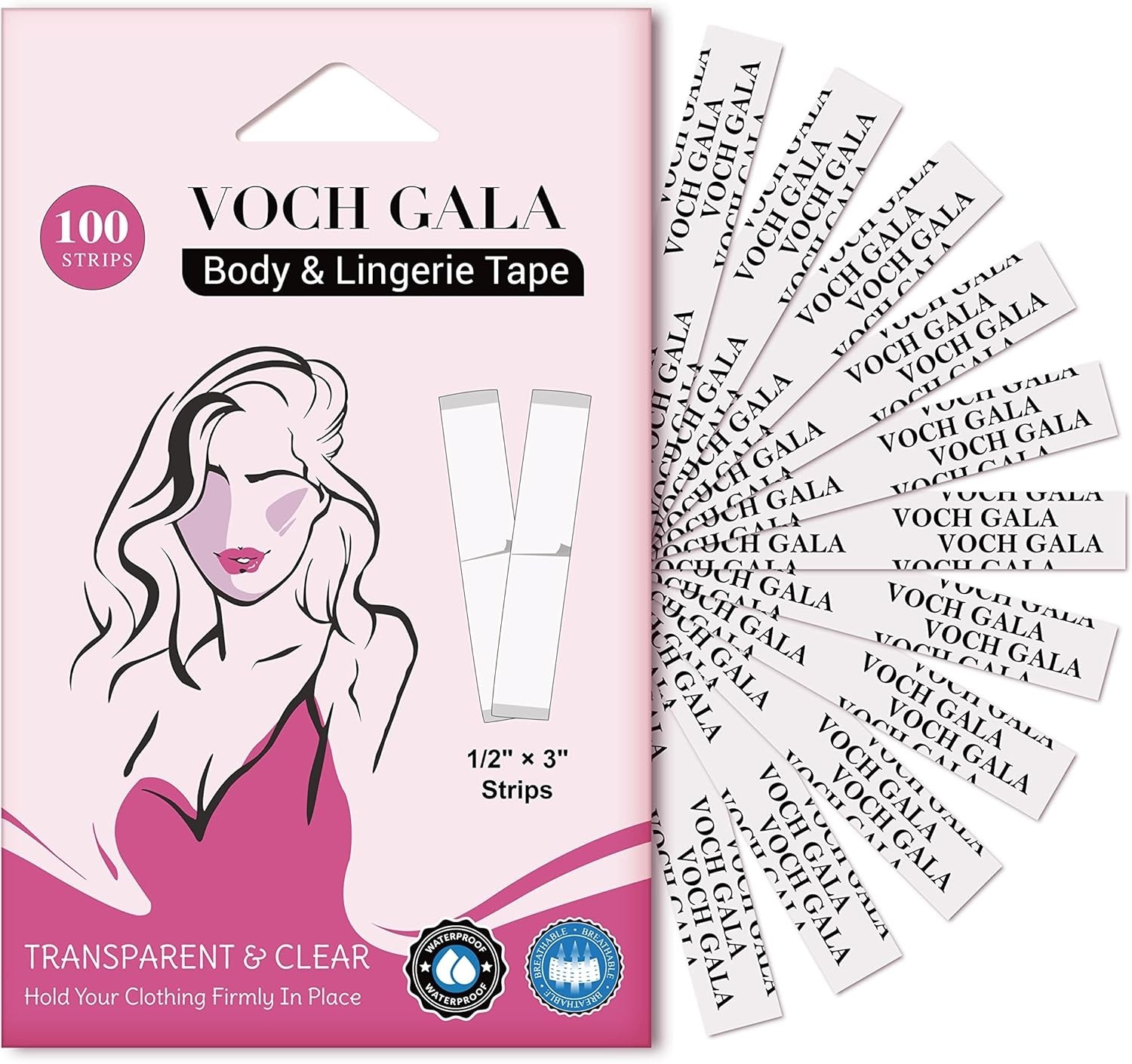 Double Sided Tape for Clothes & Body 100 Strips – Clear Fashion Garment Tape …