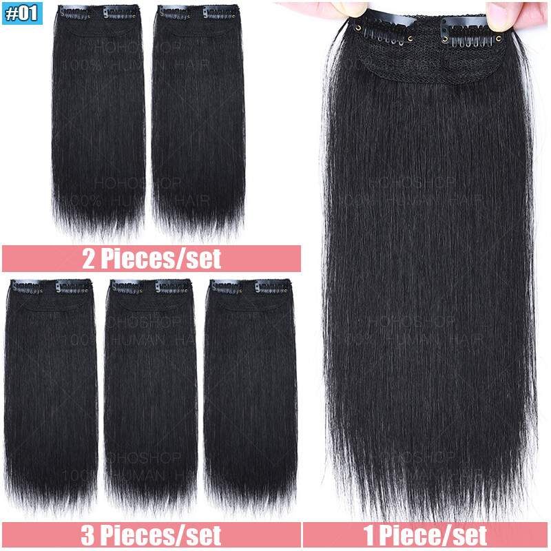 Fluffy Hair THICK Clip In Remy Human Hair Extensions One Piece Weft Brown Blonde